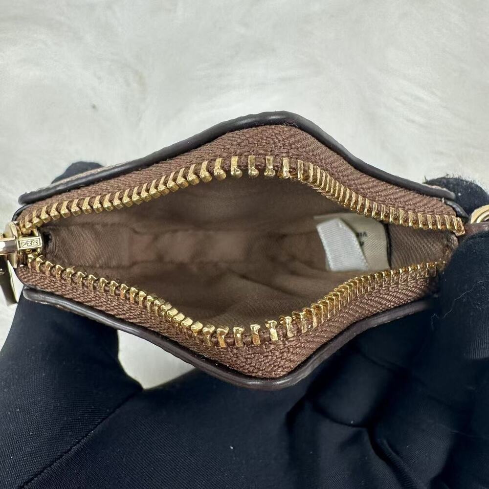 Coach Star Bag Charm Coin Case Pouch In Signature Canvas In Tan Brown CBL12 NWT - Picture 4 of 5